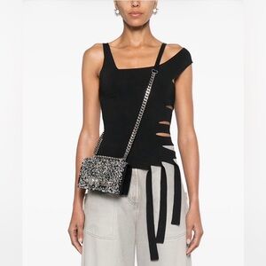 NEW🔥Alexander McQueen Crystal Embellished Studded Skull Knuckle Ring Bag🔥